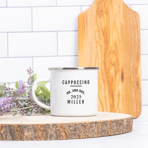 Personalized Camping Mug – Custom Wedding Gift, Coffee Lover Gift, Engraved Campfire Mug, Classic Design, Custom Text, Outdoor Adventure Mug