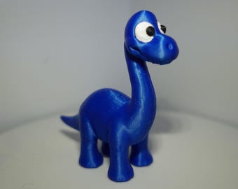 Cute Blue Dinosaur Figurine – 3D Printed Brontosaurus Toy – Kawaii Dino Desk Decor – Nursery Shelf Animal – Unique Gift