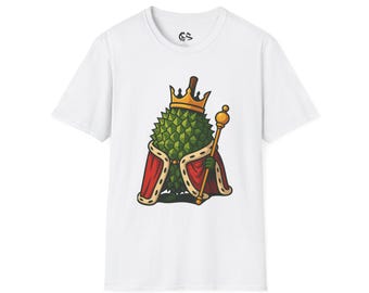 King Durian Funny Fruit T-Shirt, Royal Spiky Fruit Tee, Kawaii Food Shirt, Punny Tropical Gift, Unisex Graphic Tee