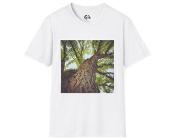 Nature Tree T-Shirt, Unisex Soft Cotton Tee with Forest Photo, Outdoor Aesthetic Shirt, Earthy Graphic Tee for Nature Lovers