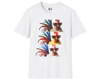 Funny Chicken T-Shirt - Cool Rooster Tee with Sunglasses - Unisex Farm Animal Shirt - Chicken Lover Gift - Sarcastic Graphic Tee