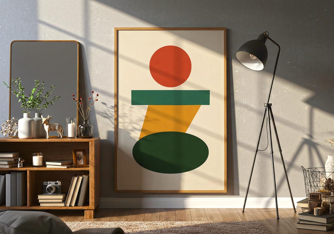 Bauhaus Geometric Wall Art Printable, Mid Century Modern Abstract Art ...