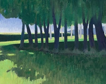 Pintura al óleo "Sombras del bosque": Arte paisajístico original, 10x8