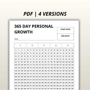 365 Day Personal Growth Journal: One Year Productivity Planner (PDF A4)