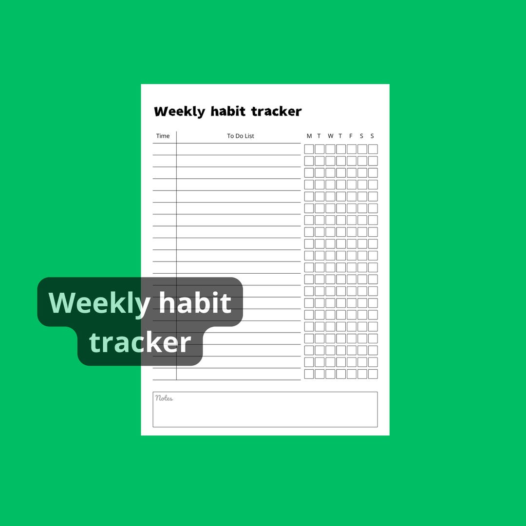 Weekly Habit Tracker Track Master Goal Streak Daily Mark Track Pulse ...