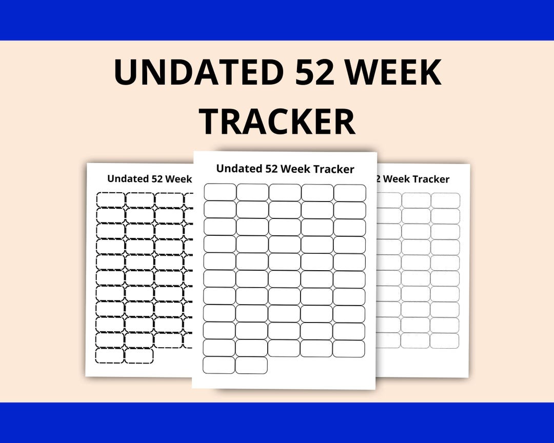 52 Week Tracker Printable | Letter Size PDF | Yearly Focus Planner - Etsy