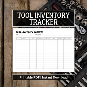Lista de Inventário de Ferramentas da Garagem: Registro de Ferramentas da Oficina para Imprimir