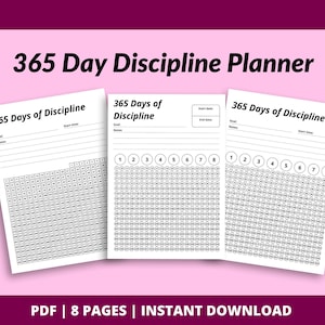 365 Day Discipline Planner: Yearly Habit Tracker (A4 PDF Download)