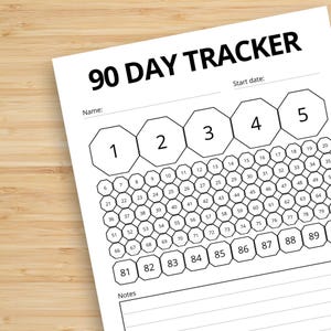 90 Day Habit Tracker Printable | 3 Month Challenge PDF A4
