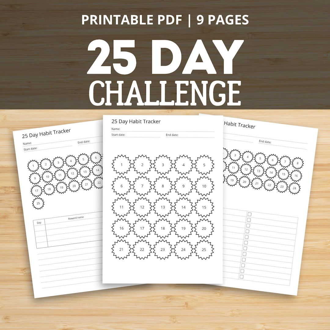 25-day Walking Challenge Planner Printable | PDF A4 Goal Tracker - Etsy
