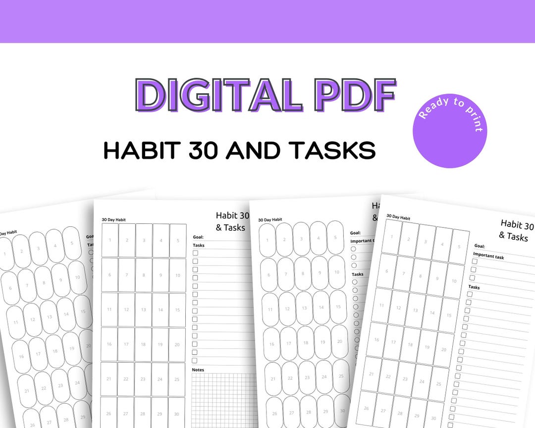 30 Day Habit Tracker Printable | Digital Planner PDF | Daily Routine ...