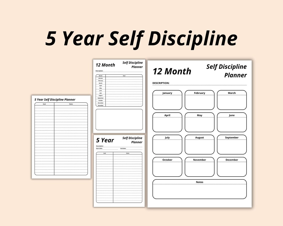 Discipline Planner 5 Year Self Discipline Planner | Minimalist Tracker (PDF) - Etsy
