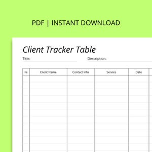 Client Tracker Table 2025: Service Business Planner (PDF Download A4 Size)