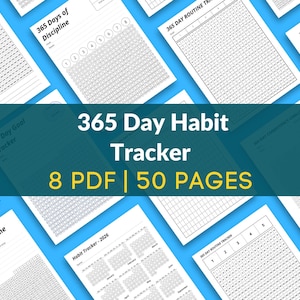 365 Day Habit Tracker Bundle | 365 Day Life Tracker | 365 Day Discipline Planner PDF A4