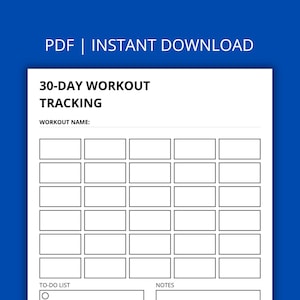 Monthly Workout Tracker Printable | Home Fitness Plan PDF A4