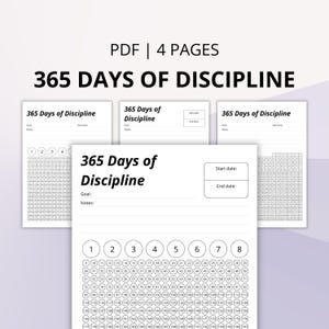 365 Days of Discipline | Yearly Routine Tracker | 365 Day Personal Growth Planner | Yearly Habit Tracker | Consistency Tracker 365 Days 2025