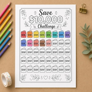 Save 10000 Challenge | 10K Savings Tracker Printable | A4 PDF Download