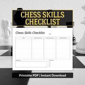 Chess Skills Checklist 2026: Beginner Chess Goals Tracker (PDF Download A4 Size)