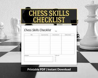 Lista de verificación de habilidades de ajedrez 2026: Seguimiento de objetivos de ajedrez para principiantes (Descarga PDF tamaño A4)