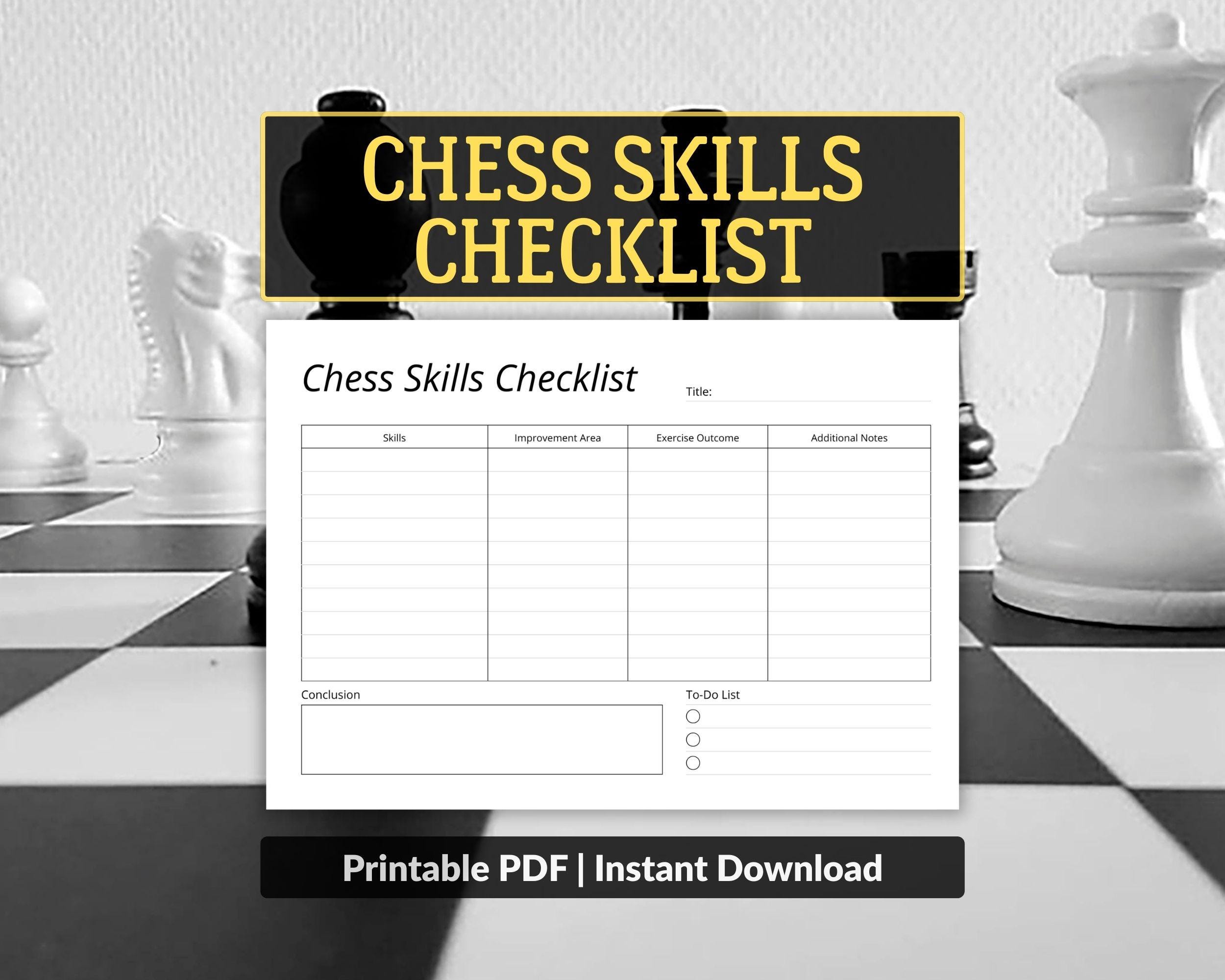 Chess Skills Checklist 2026: Beginner Chess Goals Tracker (PDF Download ...