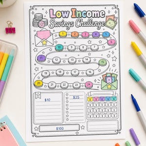 Pacchetto di esercizi di risparmio per famiglie a basso reddito / PDF stampabile in formato A4
