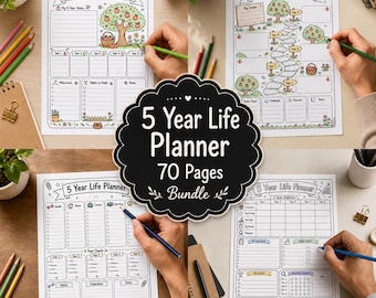 5 Year Life Planner Printable | Long Term Vision Board | PDF A4