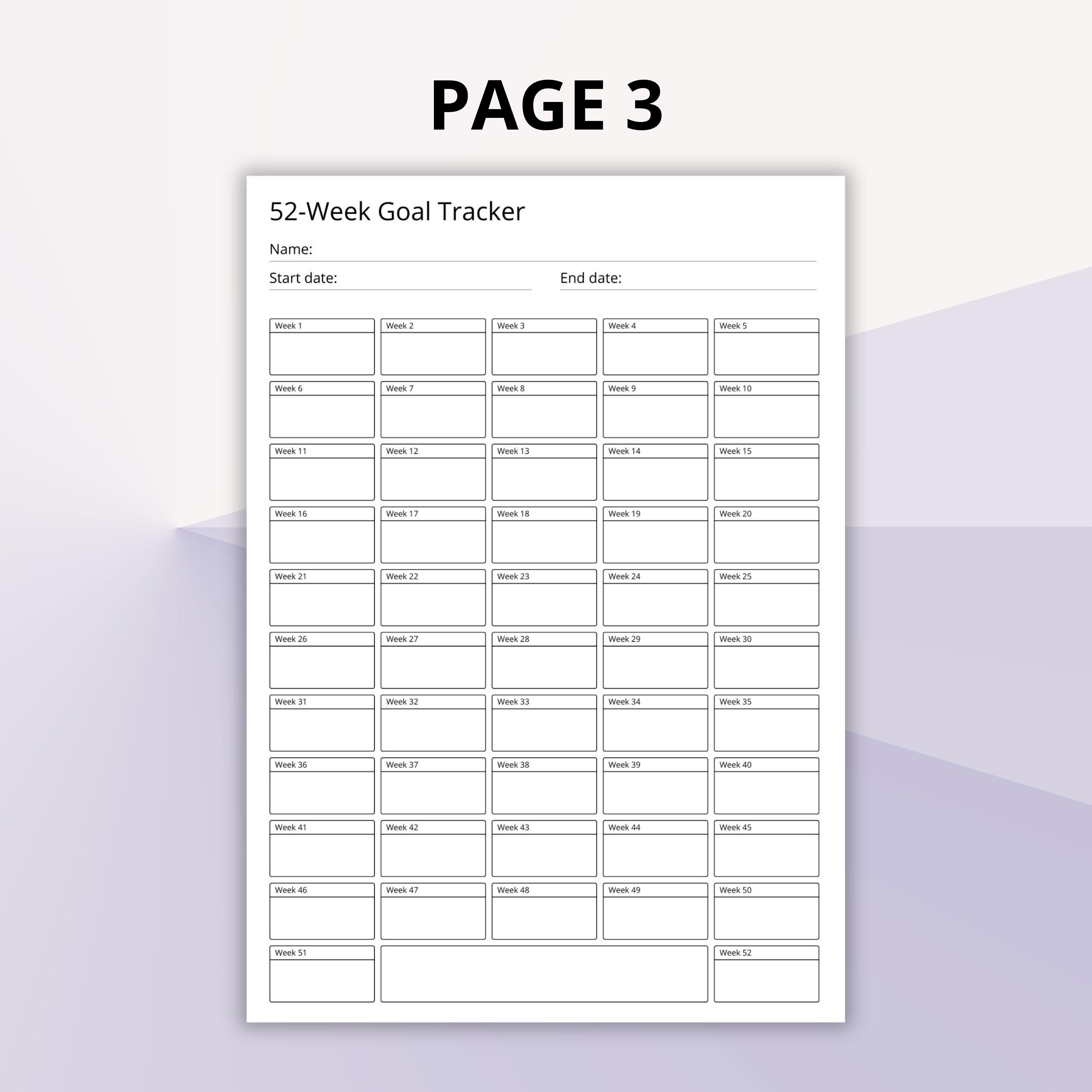 52 Week Goal Tracker Printable | 2026 Simple Weekly Planner - Etsy