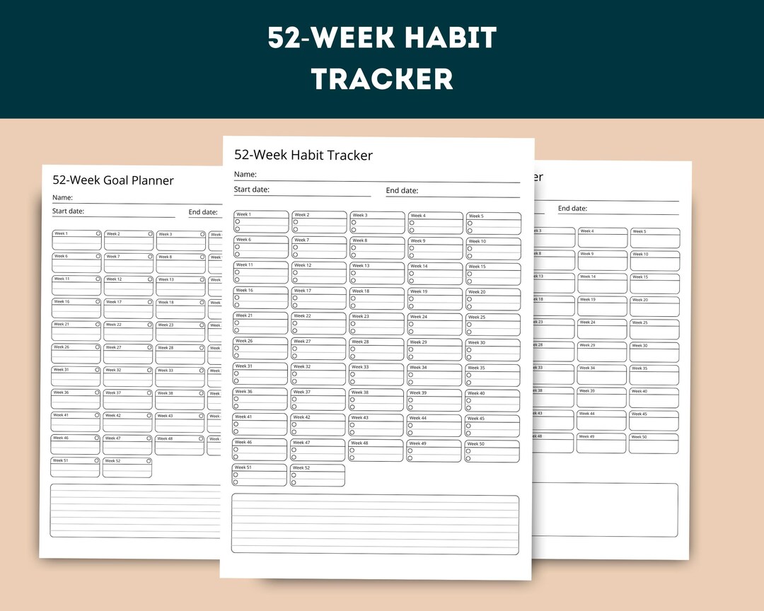 52 Week Habit Tracker | Printable Weekly Routine Planner | PDF Download ...