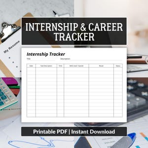 Internship Tracker 2026 | Daily Log & Reflection | Printable Job Role Exploration