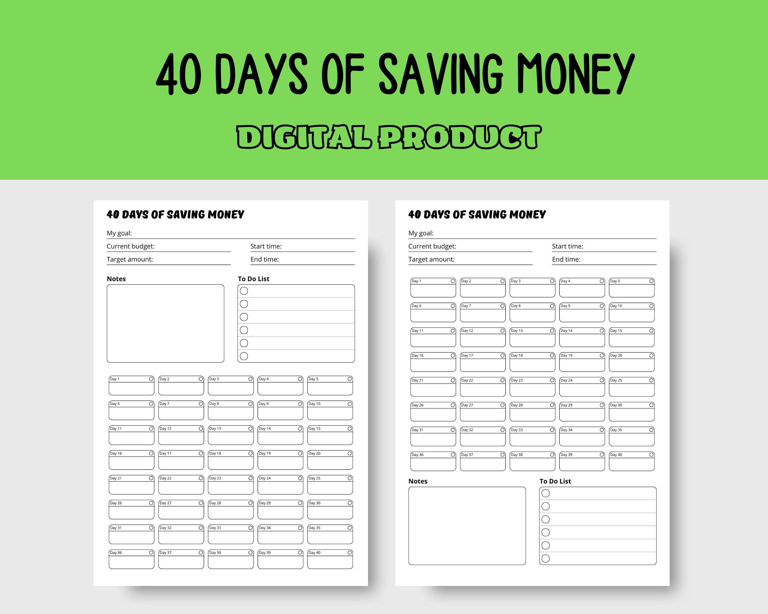 40-day Savings Tracker: Build a Habit (A4 PDF Digital Download) 2025 - Etsy