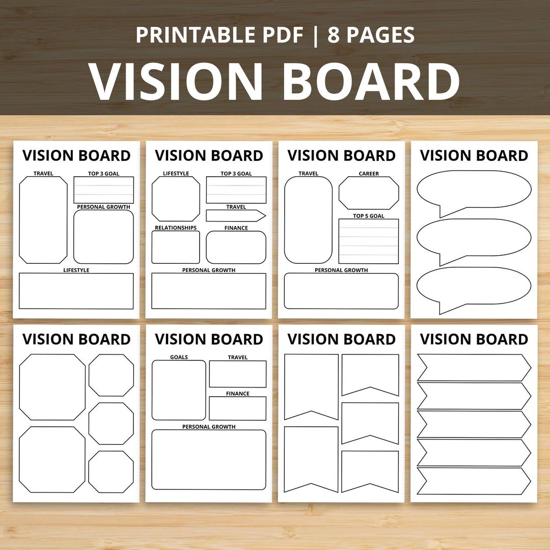 Vision Board Printable | Dream Goals & Life Planning PDF A4 - Etsy