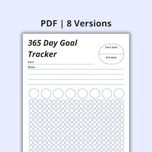 365 Day Goal Tracker for Personal Growth PDF | 365 Day Life Planning Tracker | 365 Day Focus Planner | 365 Day Action Plan Printable