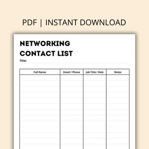 Networking Contact List