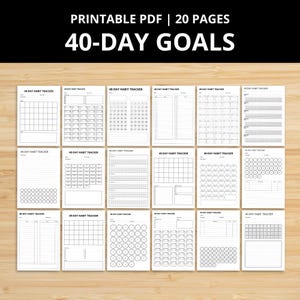 40-Tage-Gewohnheits-Challenge-Paket | Druckbares PDF A4