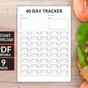 40 Day Fitness Challenge Tracker Printable | Workout Progress & Weight PDF