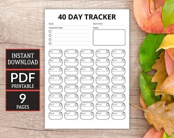 40 Day Fitness Challenge Tracker Printable | Workout Progress & Weight PDF