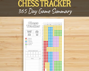 365 Day Chess Tracker | Annual Game Summary Sheet | Printable PDF A4