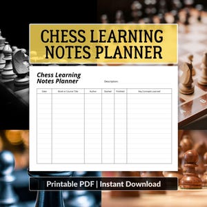 Chess Study Planner 2026: Course Notes Tracker (PDF Download A4 Size)