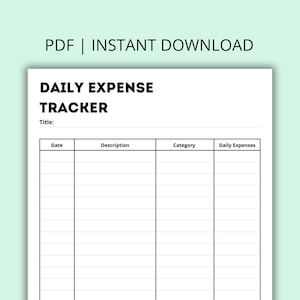 Daily Expense Tracker | A4 Budget Planner PDF | Minimalist Finance Log