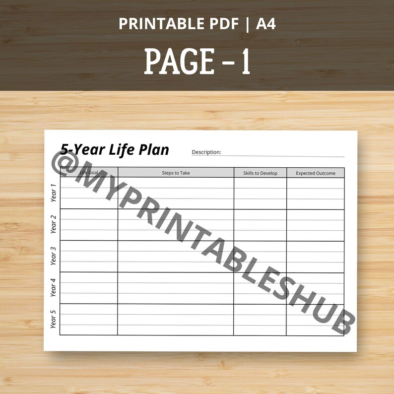 5 Year Life Planner | Long Term Goals Journal | Printable PDF A4 image 2