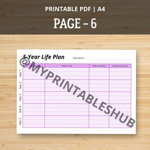 5 Year Life Planner | Long Term Goals Journal | Printable PDF A4 image 7