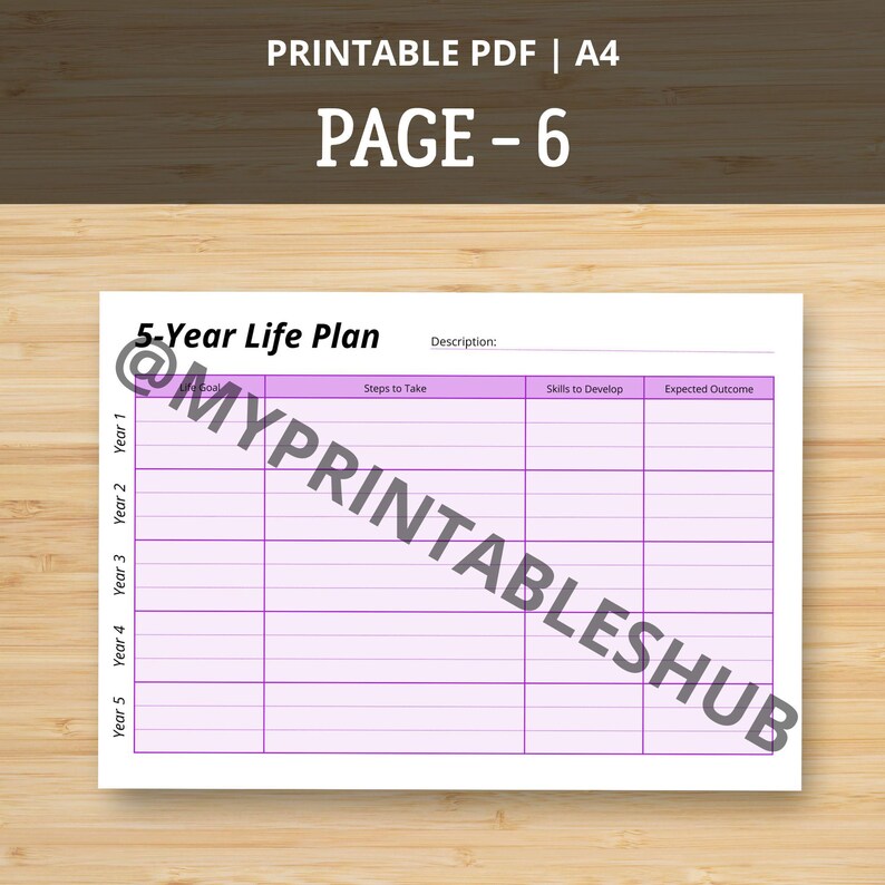 5 Year Life Planner | Long Term Goals Journal | Printable PDF A4 image 7