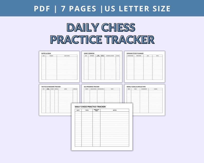 Daily Chess Practice Tracker Printable | Opening Study Planner - Etsy