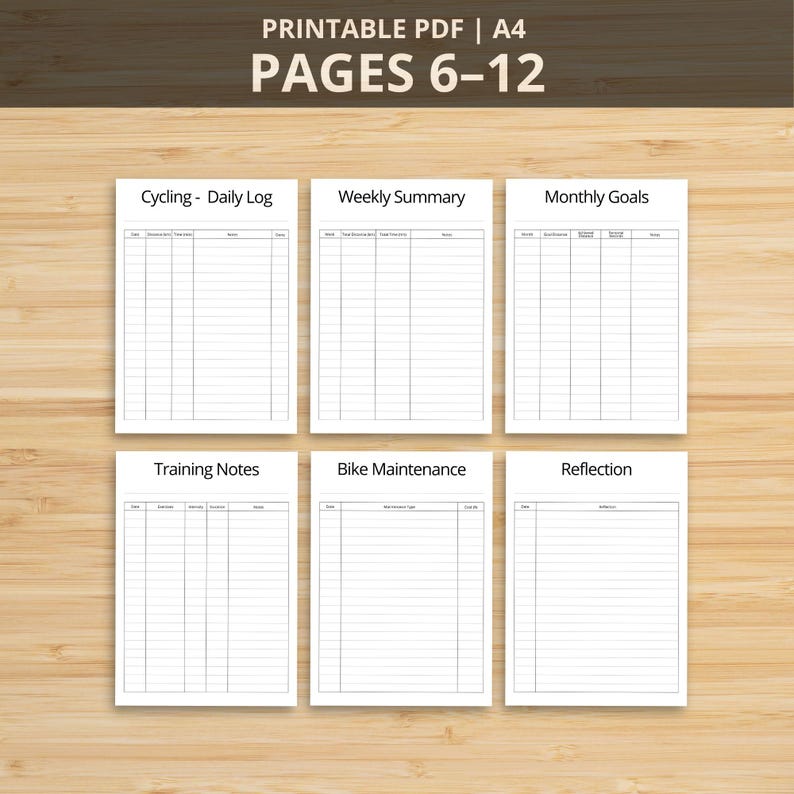 Bike Riding Paper Log Daily Bike Ride Log & Cycling Challenge Tracker | Cycling Planner ...