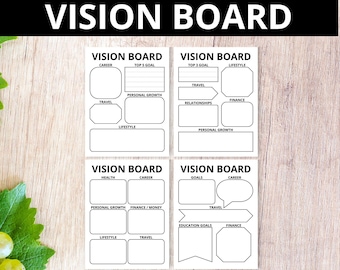 2026 Vision Board Printable for Adults | Goals, Dreams & Motivation Planner
