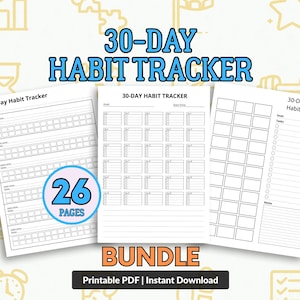 30-Day Habit Tracker 2026: Discipline Challenge, A4 PDF - Digital Download
