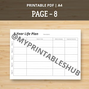 5 Year Life Planner | Long Term Goals Journal | Printable PDF A4 image 9