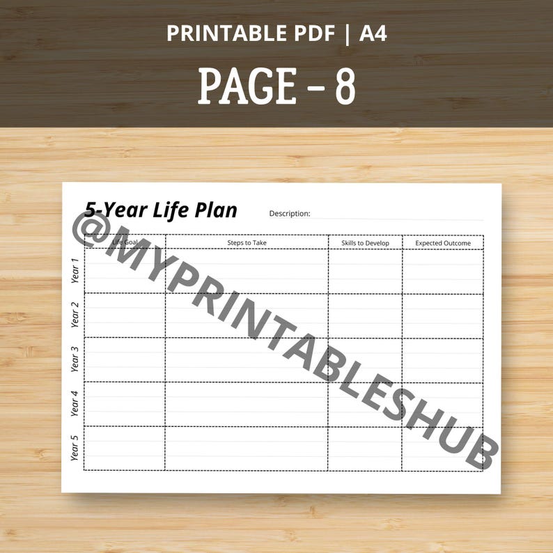 5 Year Life Planner | Long Term Goals Journal | Printable PDF A4 image 9
