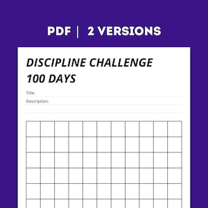 100 Day Discipline Challenge: Daily Habit Tracker PDF