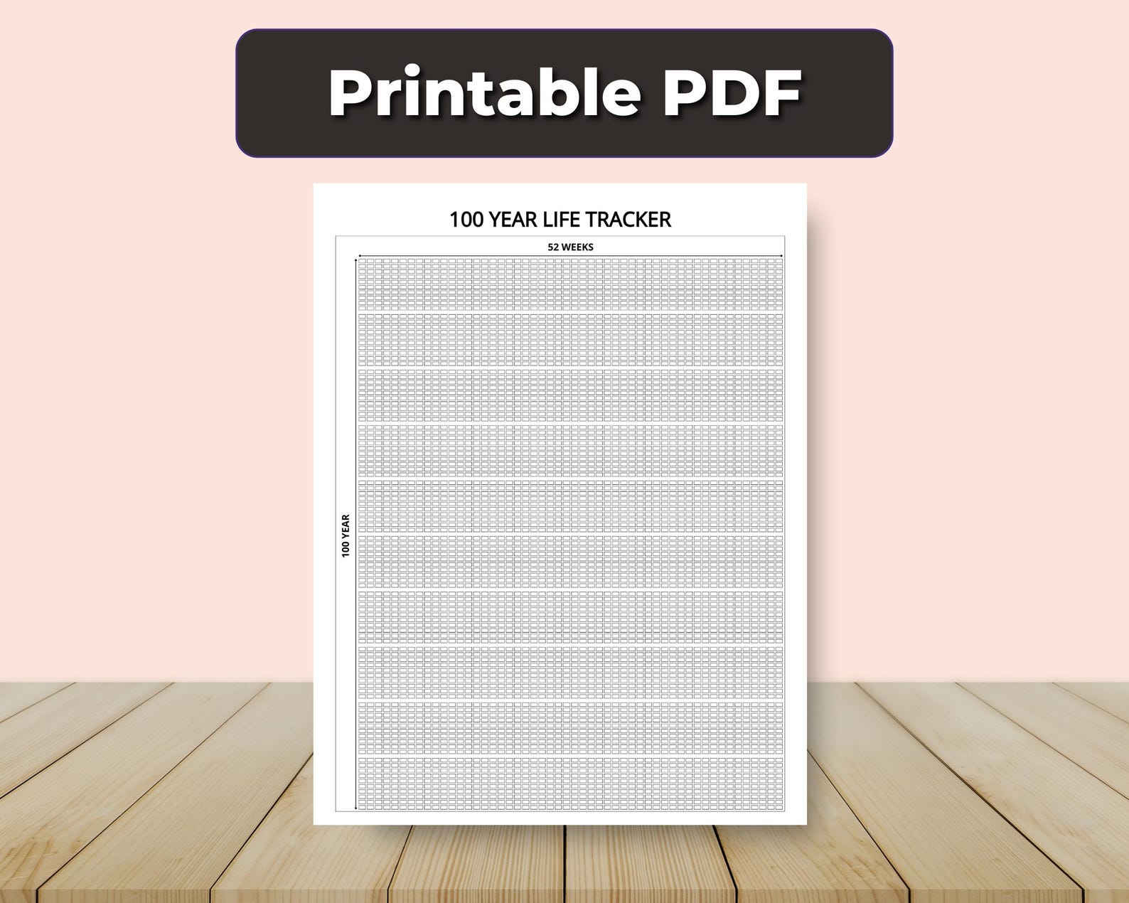 One Year Tracker 100 Year Life Tracker Printable | Lifetime Goals & 100 Years – 52 Weeks ...